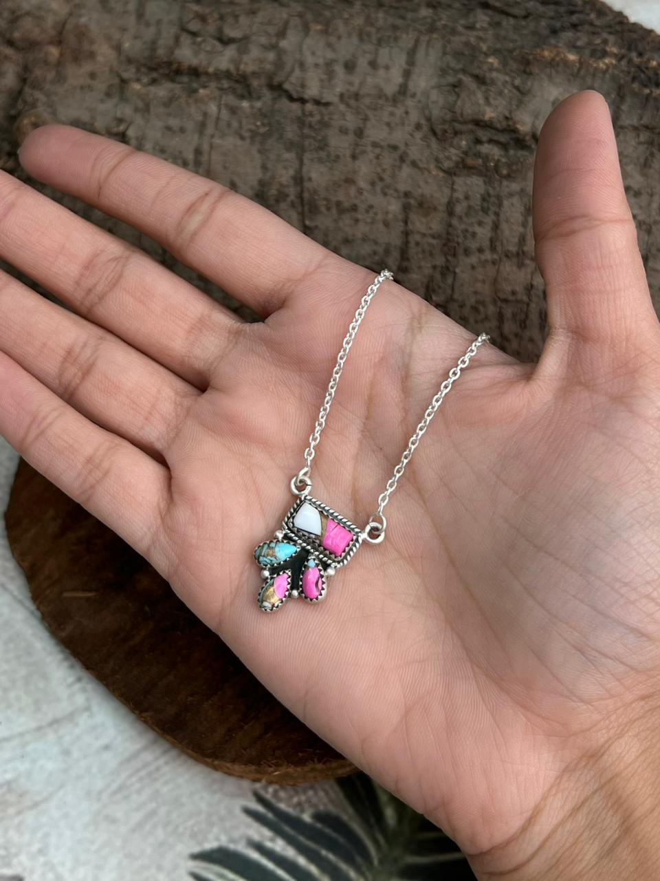 Handmade Sterling Silver Cotton Candy Necklace "Signed Nizhoni"