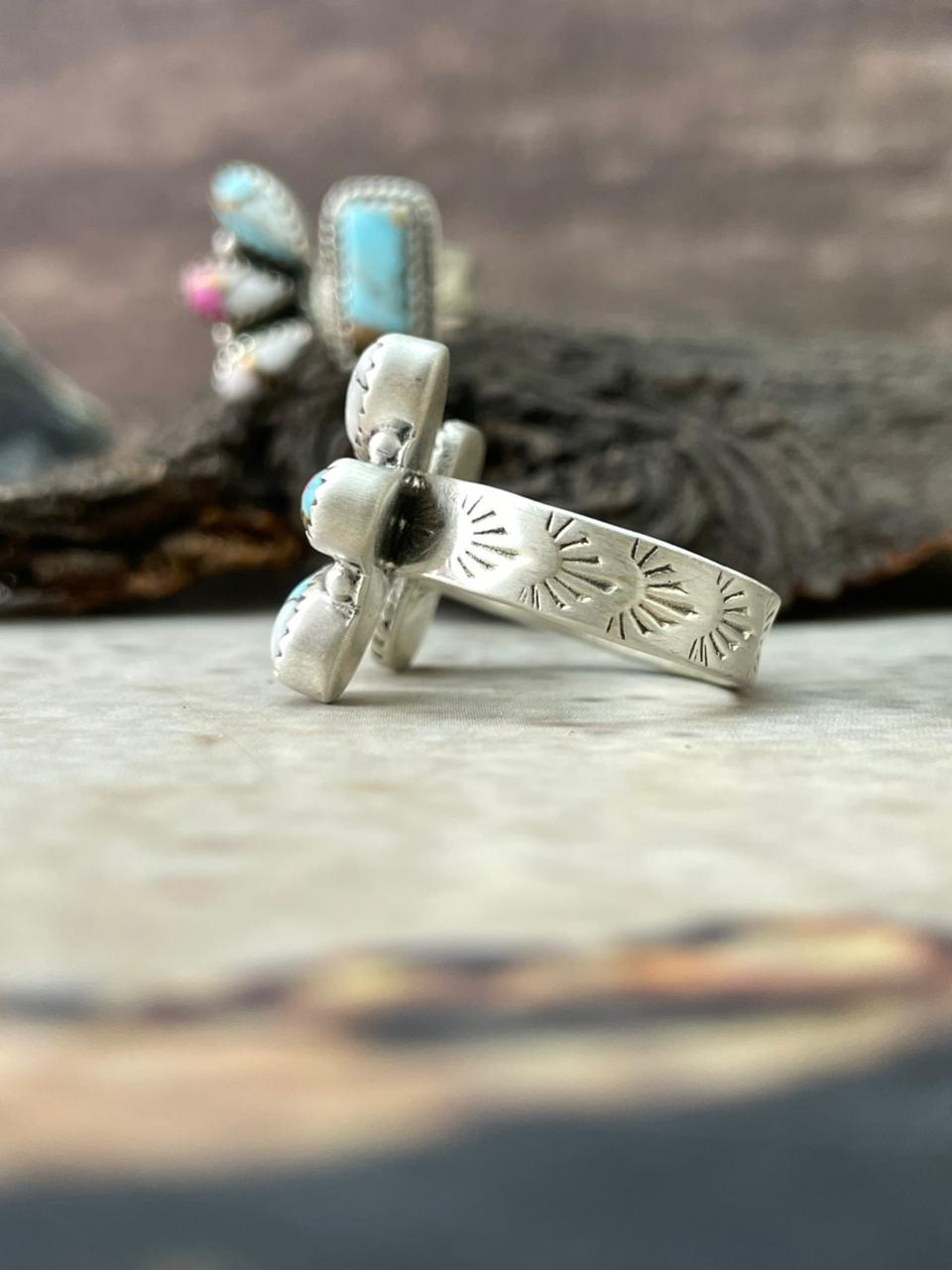 Handmade Sterling Silver Cotton Candy Adjustable Ring "Signed Nizhoni"