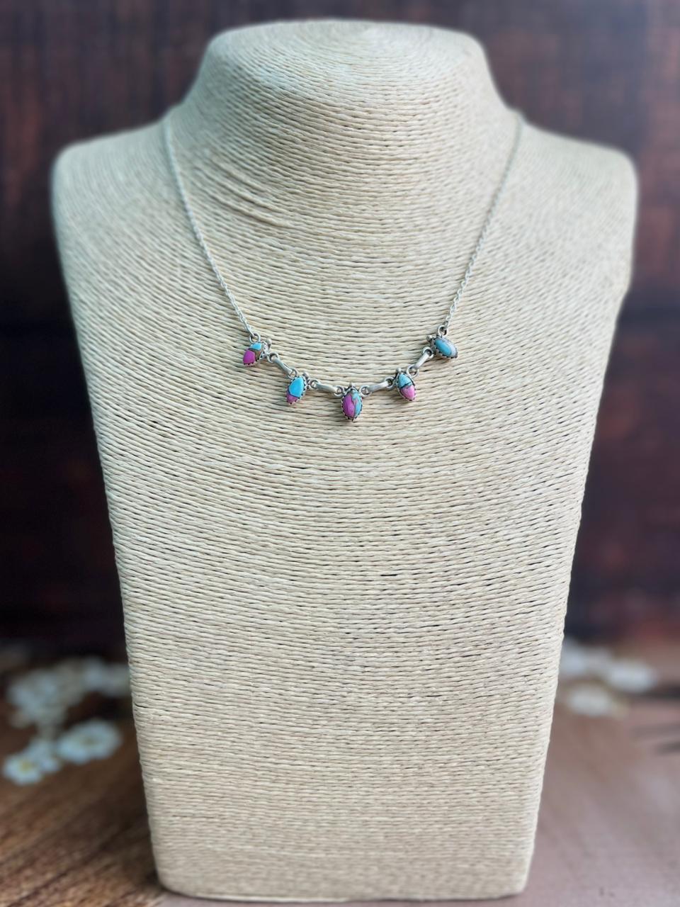Handmade Sterling Silver Cotton Candy Necklace "Signed Nizhoni"