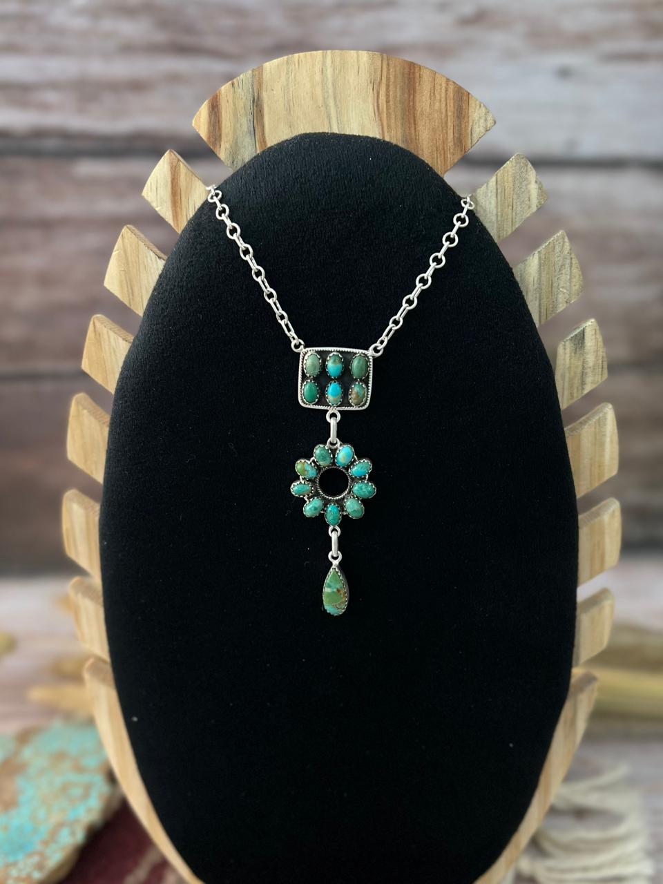 Handmade Sterling Silver Kingman Turquoise Necklace "Signed Nizhoni"