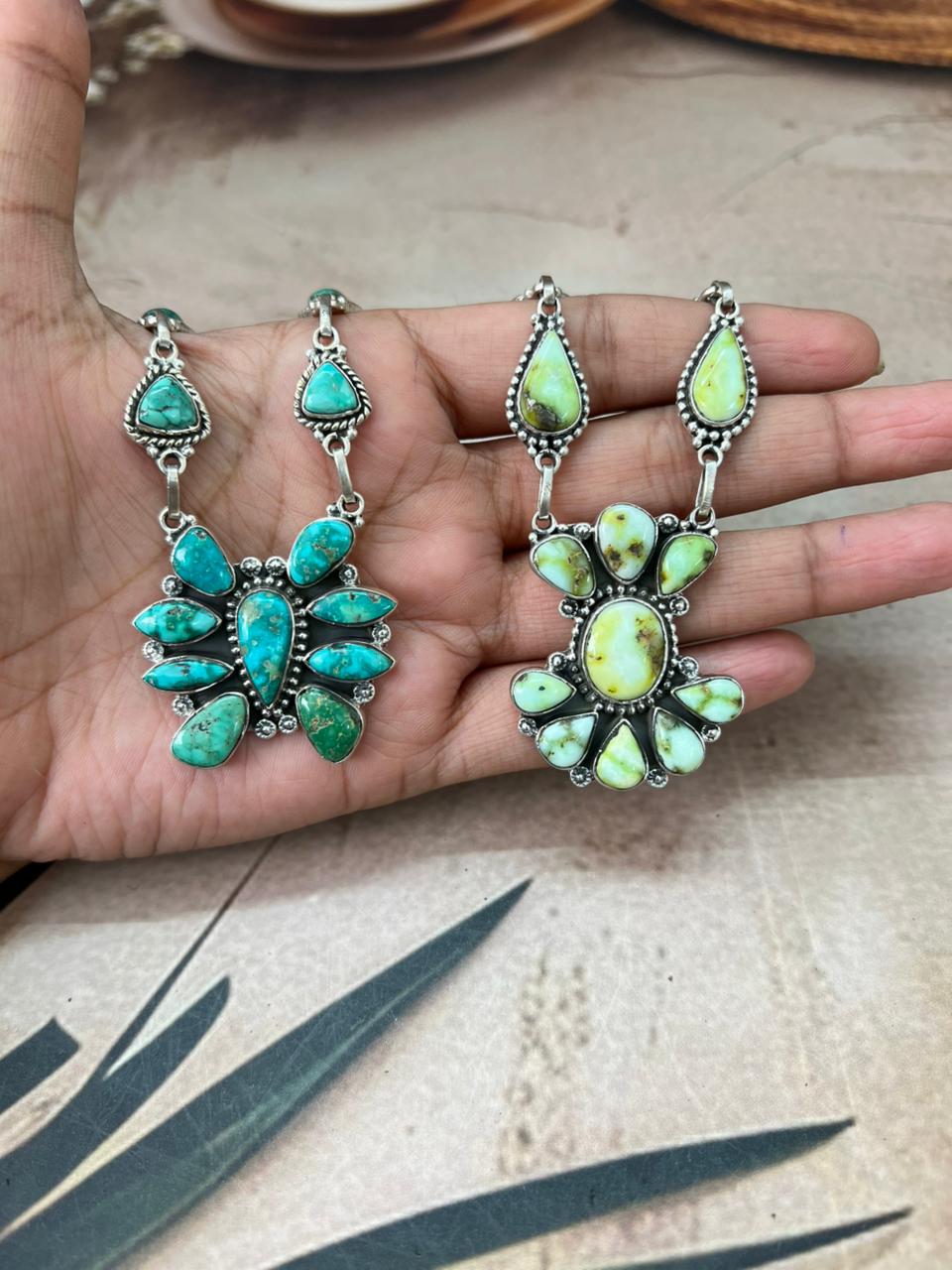 Handmade Sterling Silver Multi Stone Necklace "Signed Nizhoni"