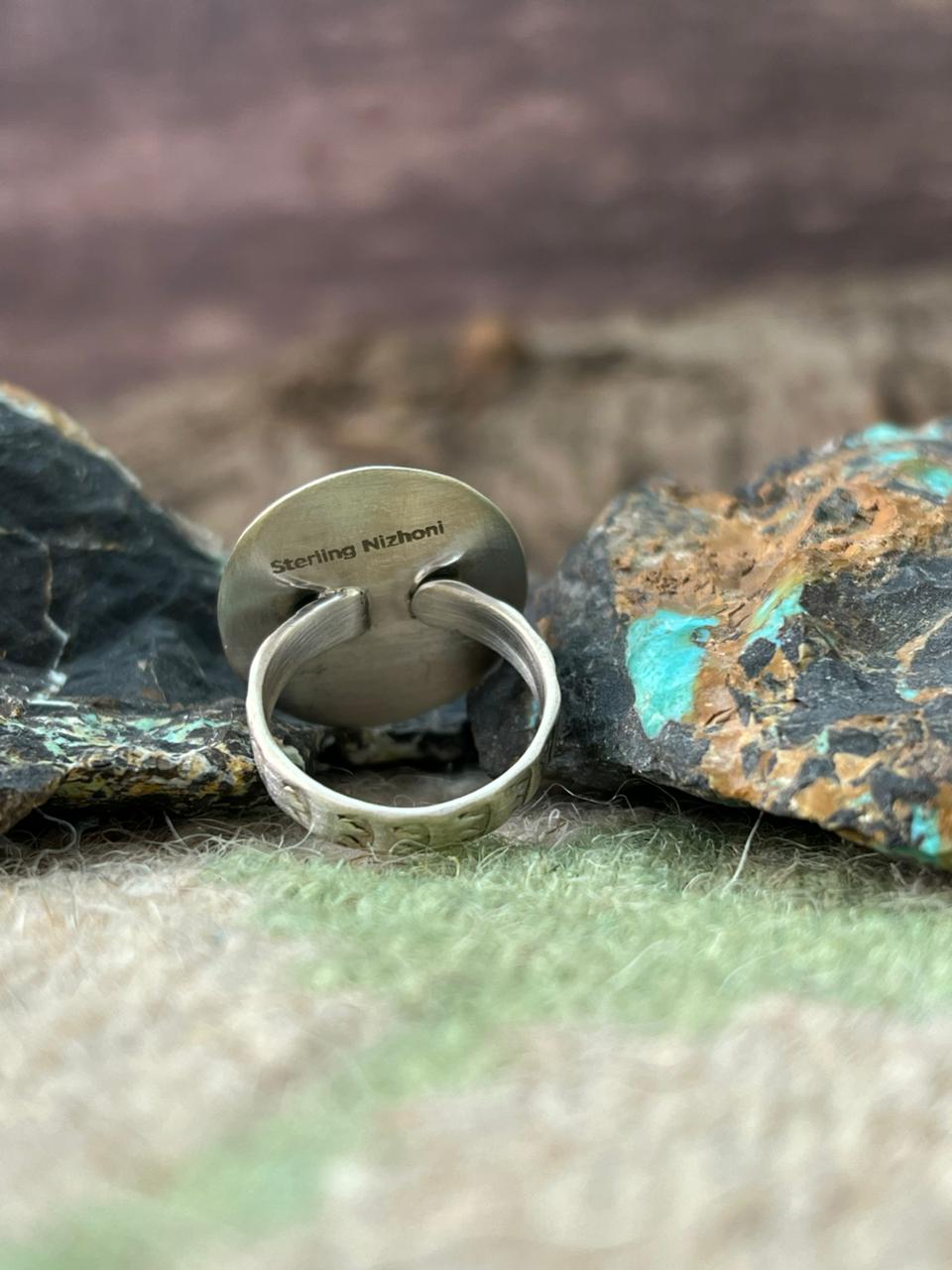 Handmade Sterling Silver Royston Ribbon Adjustable Ring "Signed Nizhoni" (6)