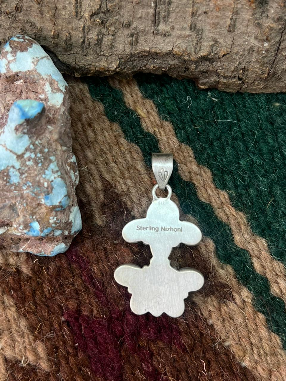 Handmade Sterling Silver Kingman Turquoise Pendant "Signed Nizhoni"