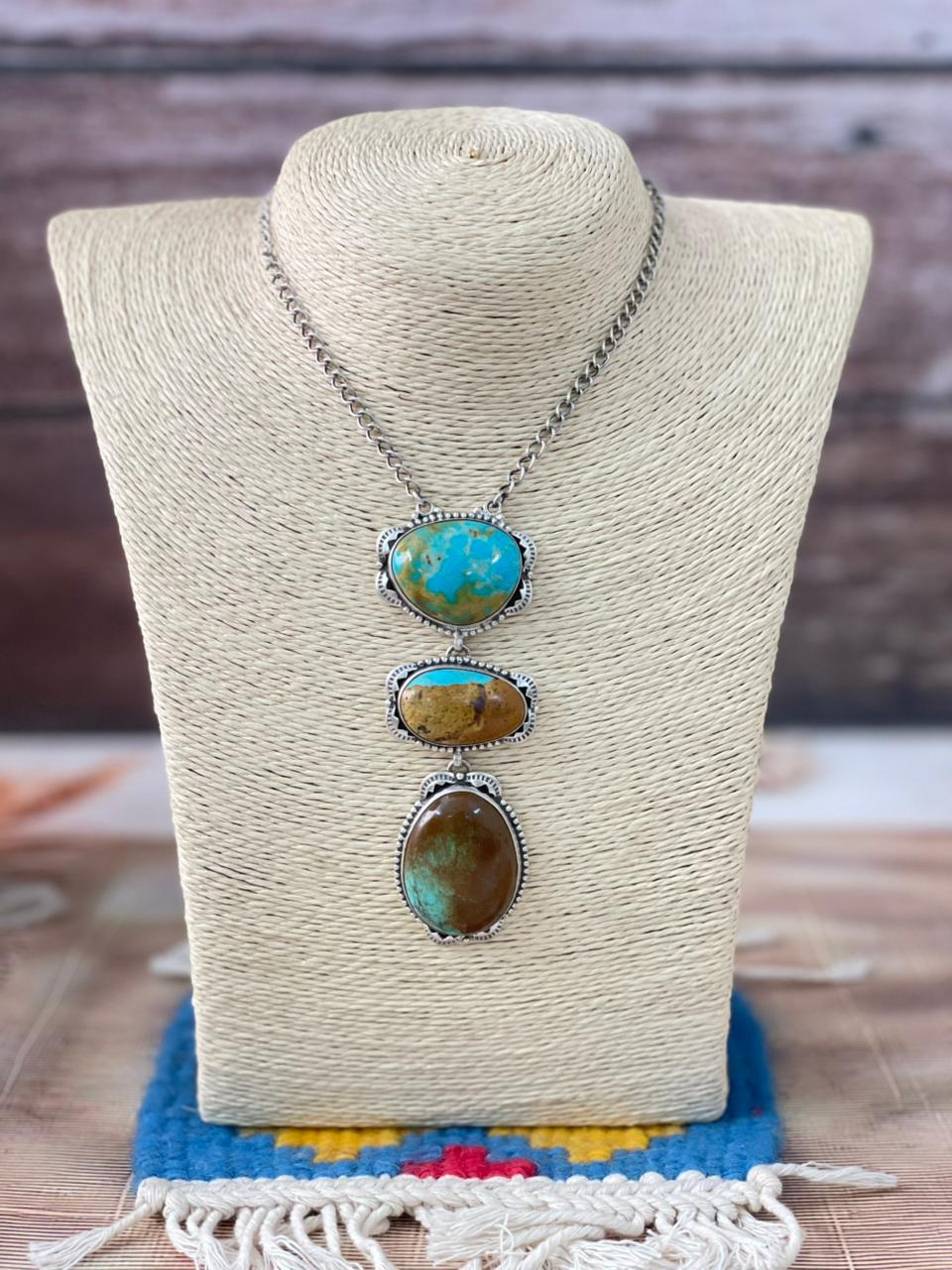 Handmade Sterling Silver Royston Turquoise Necklace "Signed Nizhoni"