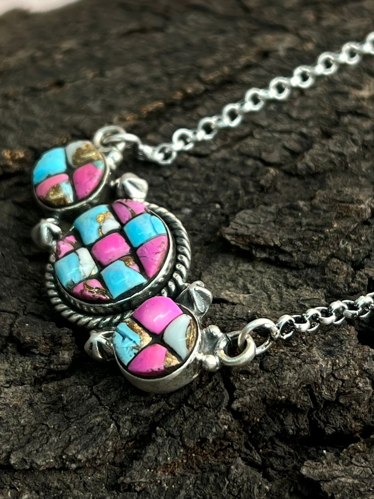 Handmade Sterling Silver Cotton Candy Necklace "Signed Nizhoni"