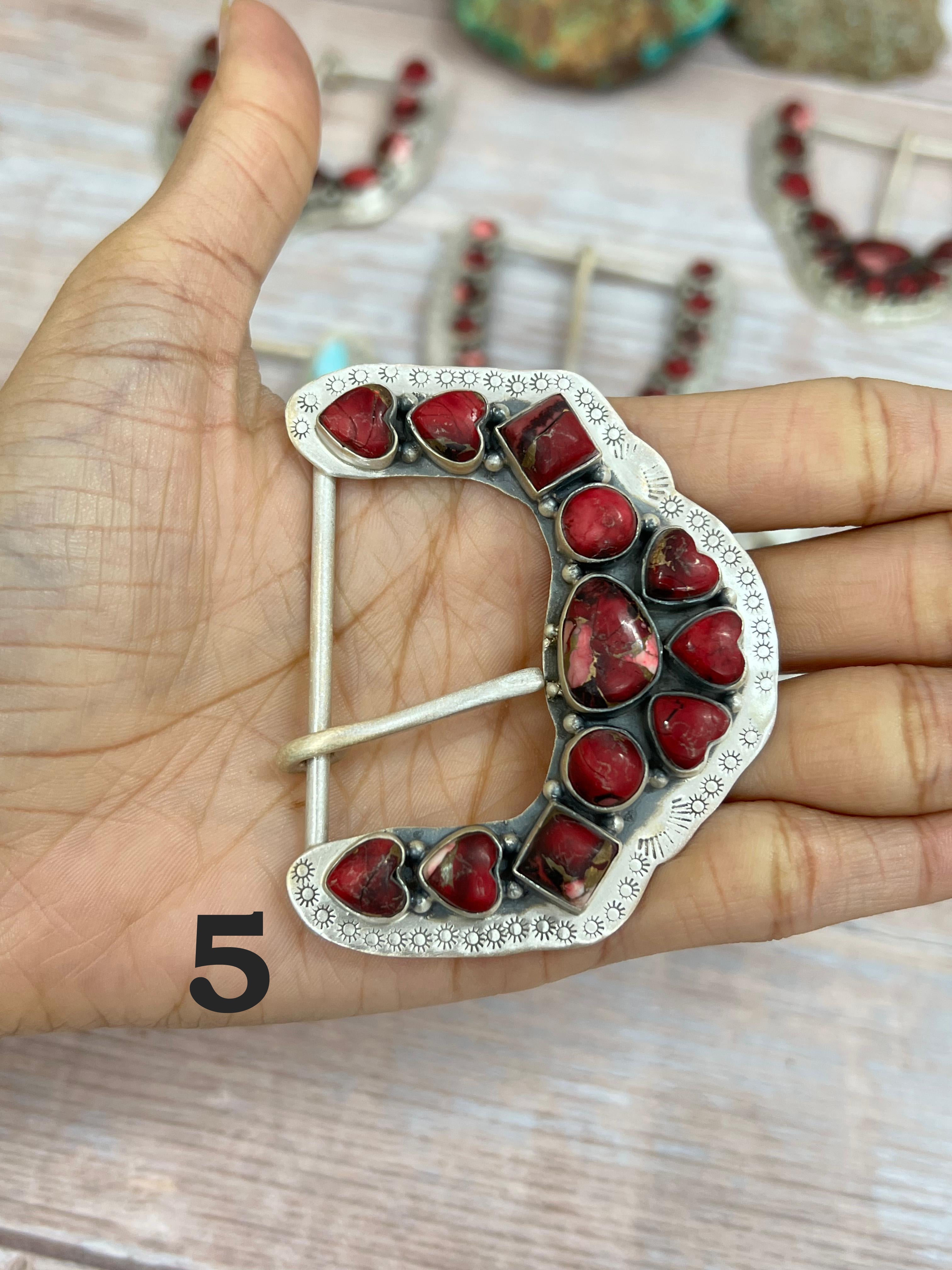 Handmade Sterling Silver Multi Stone Buckle with Signed Nizhoni