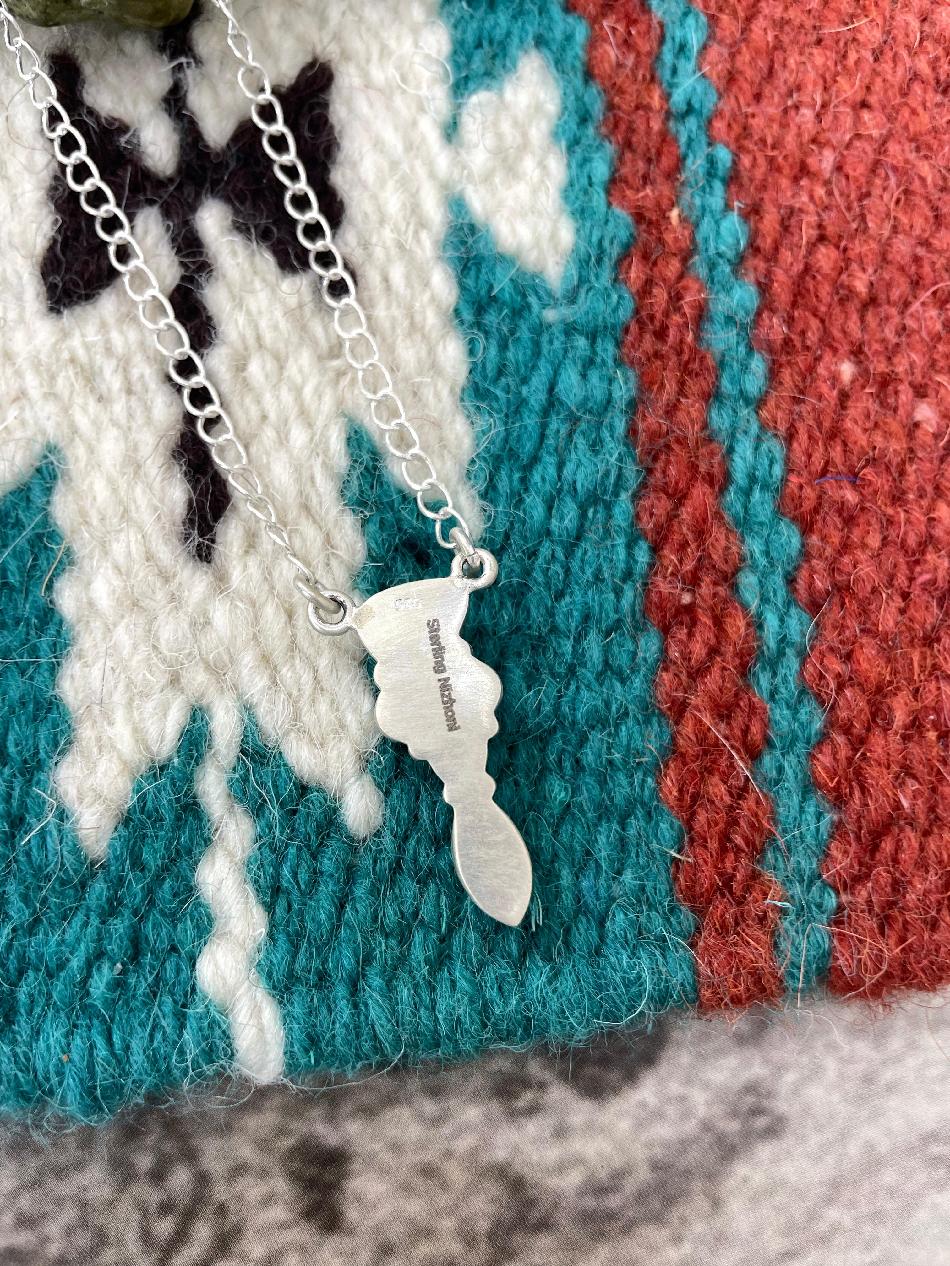 Handmade Sterling Silver Kingman with White Buffalo, Signed Nizhoni