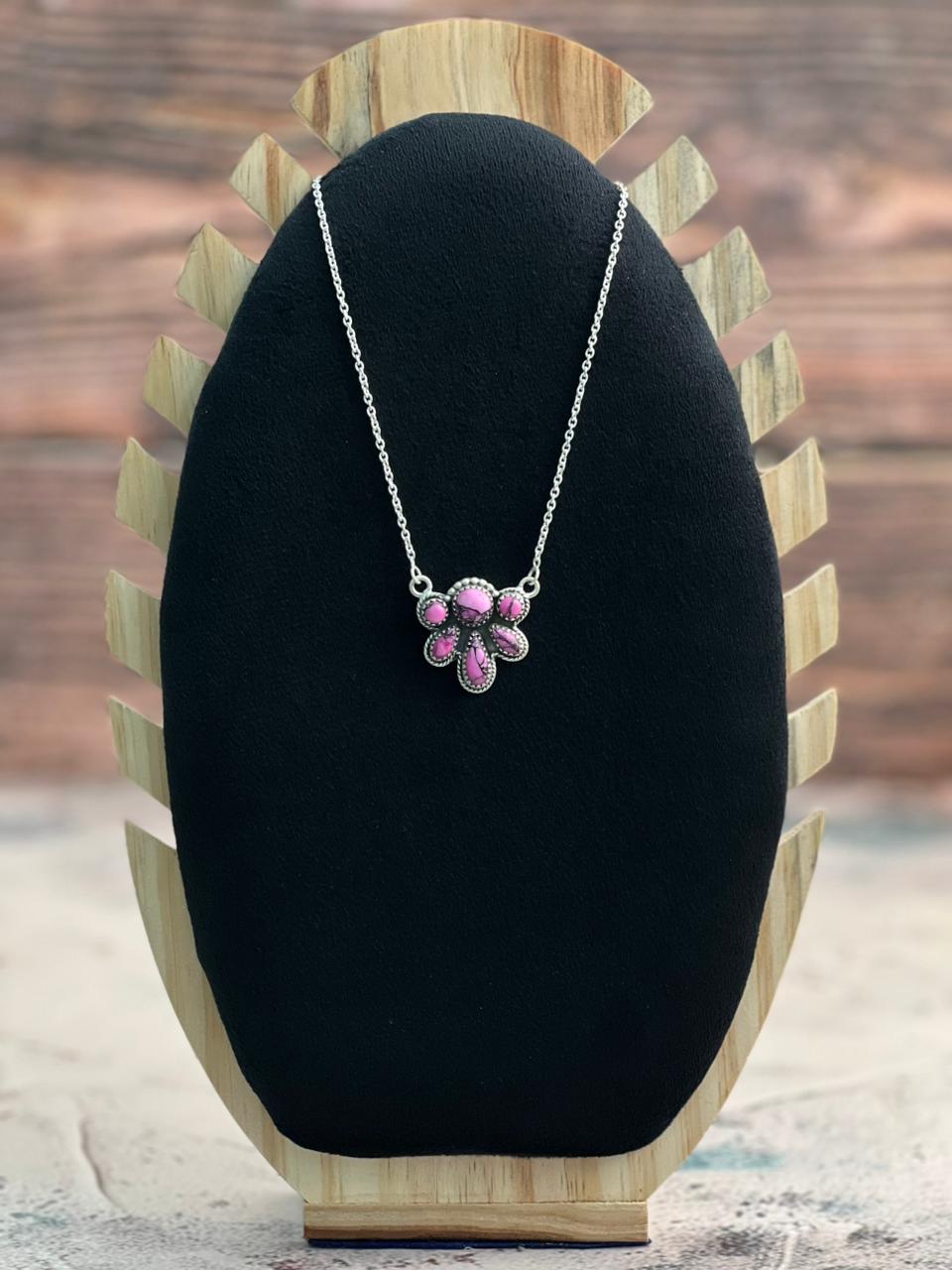 Handmade Sterling Silver Cherry Blossom Necklace "Signed Nizhoni"