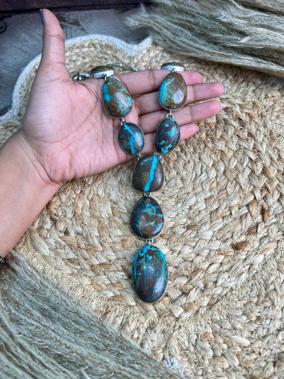 Handmade Sterling Silver Royston Turquoise Necklace "Signed Nizhoni"