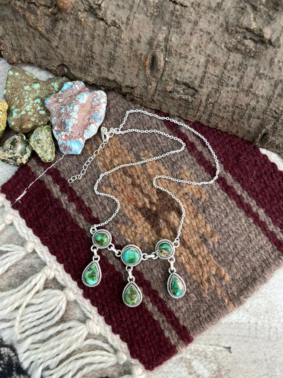 Handmade Sterling Silver Sonoran Mountain Turquoise Necklace "Signed Nizhoni"