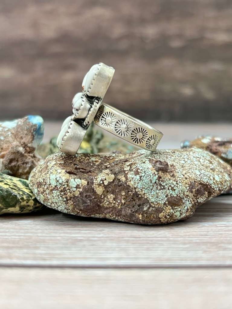 Handmade Sterling Silver Wild Horse Magnesite Adjustable Ring "Signed Nizhoni"