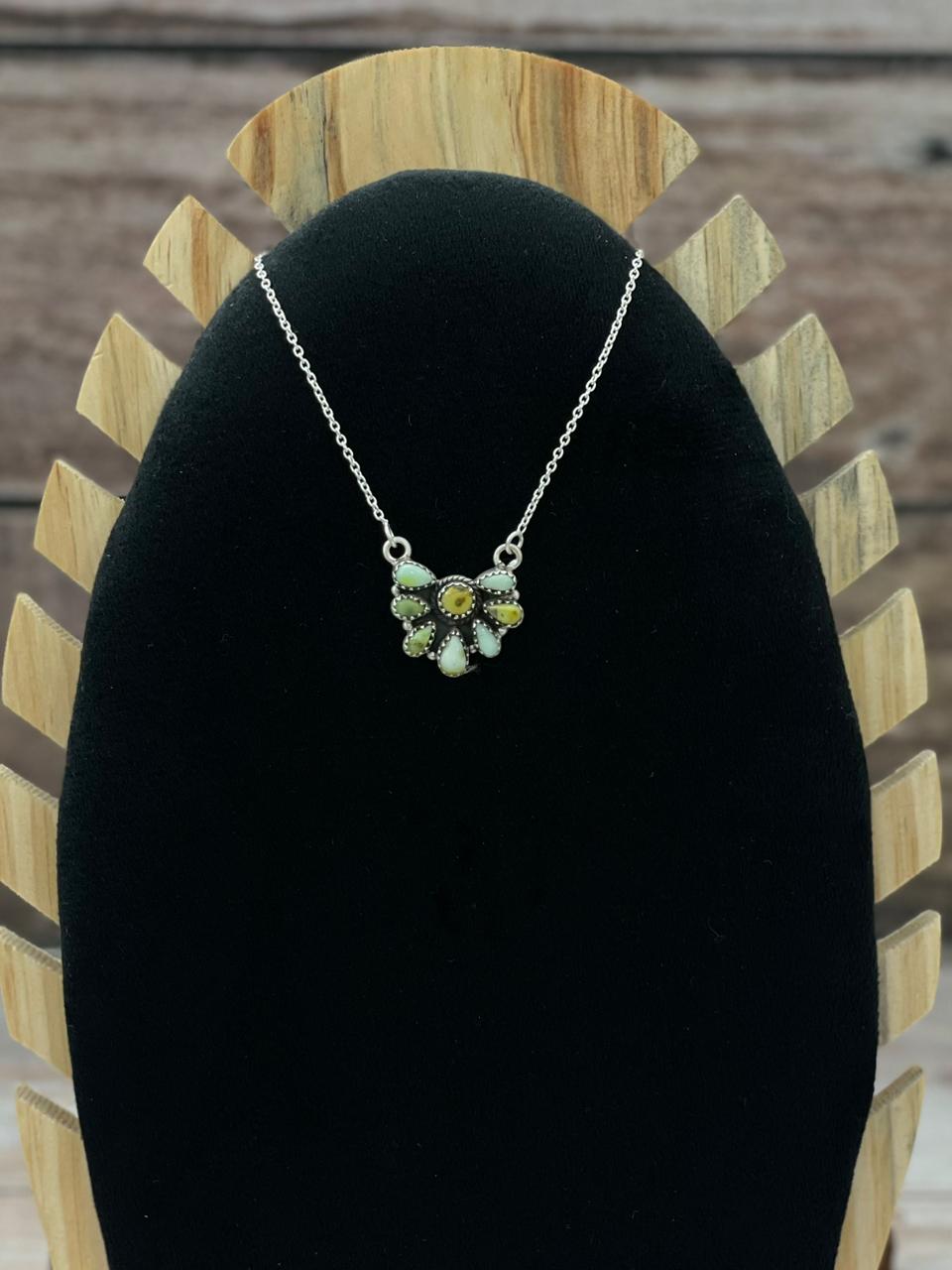 Handmade Sterling Silver Palomino Turquoise Necklace "Signed Nizhoni"