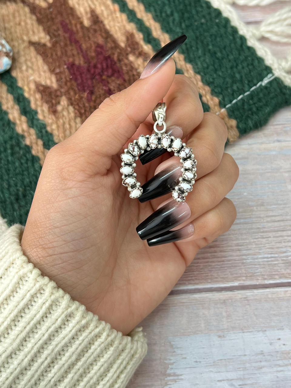 Handmade Sterling Silver Wildhorse Magnesite Naja Pendant "Signed Nizhoni"