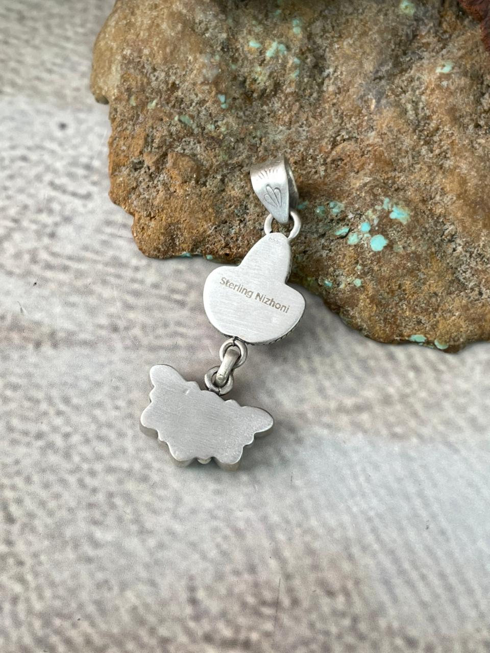 Handmade Sterling Silver Wildhorse Magnesite Pendant "Signed Nizhoni"