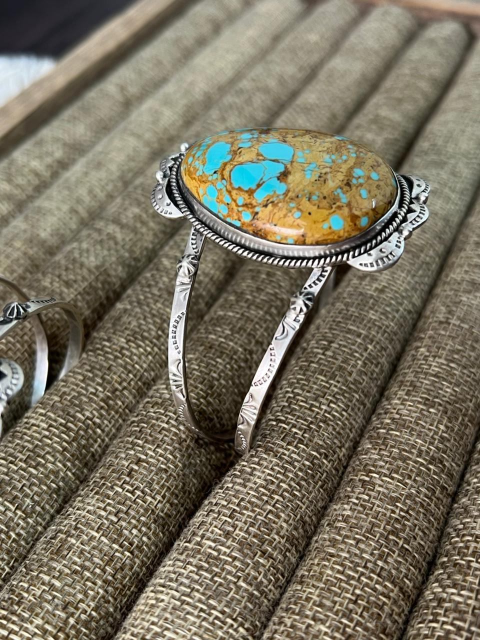 Handmade Sterling Silver Royston Turquoise Cuff Bracelet "Signed Nizhoni"