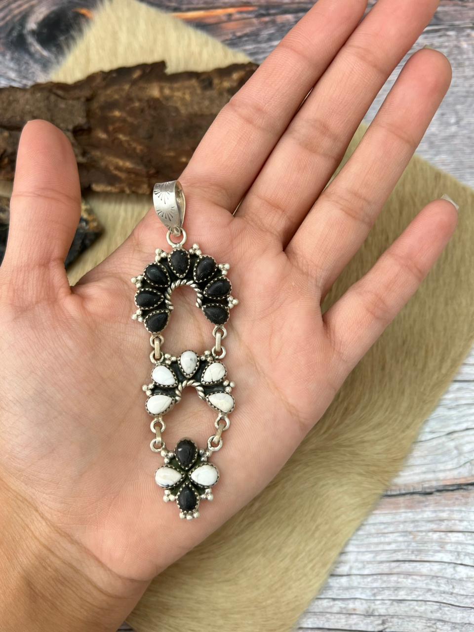 Handmade Sterling Silver White Buffalo Pendant "Signed Nizhoni"