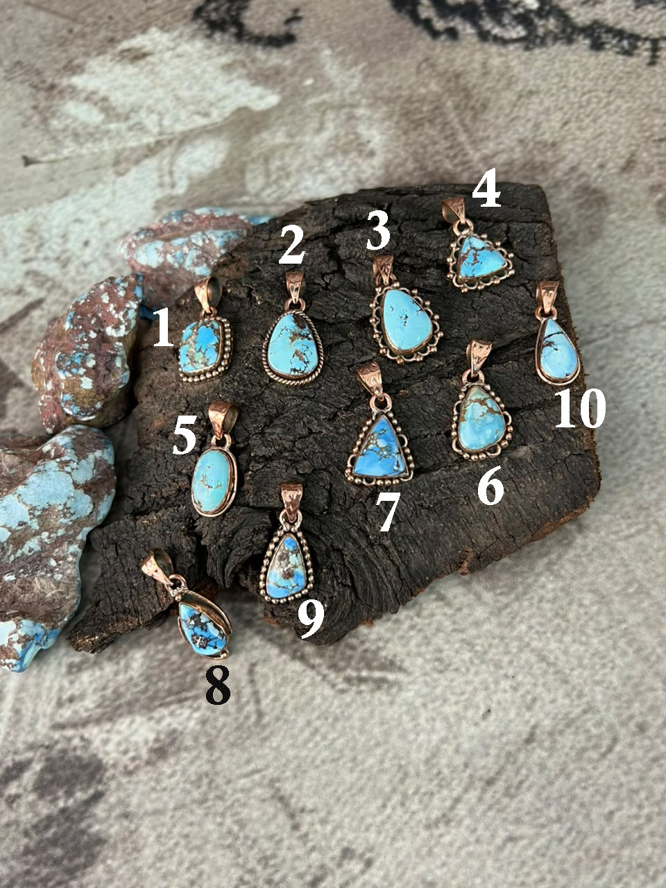 Handmade Golden Hills Turquoise Copper Collection: Pendant Signed Nizhoni