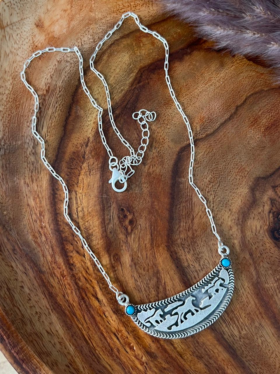 Handmade Sterling Silver Kingman Turquoise Necklace "Signed Nizhoni"