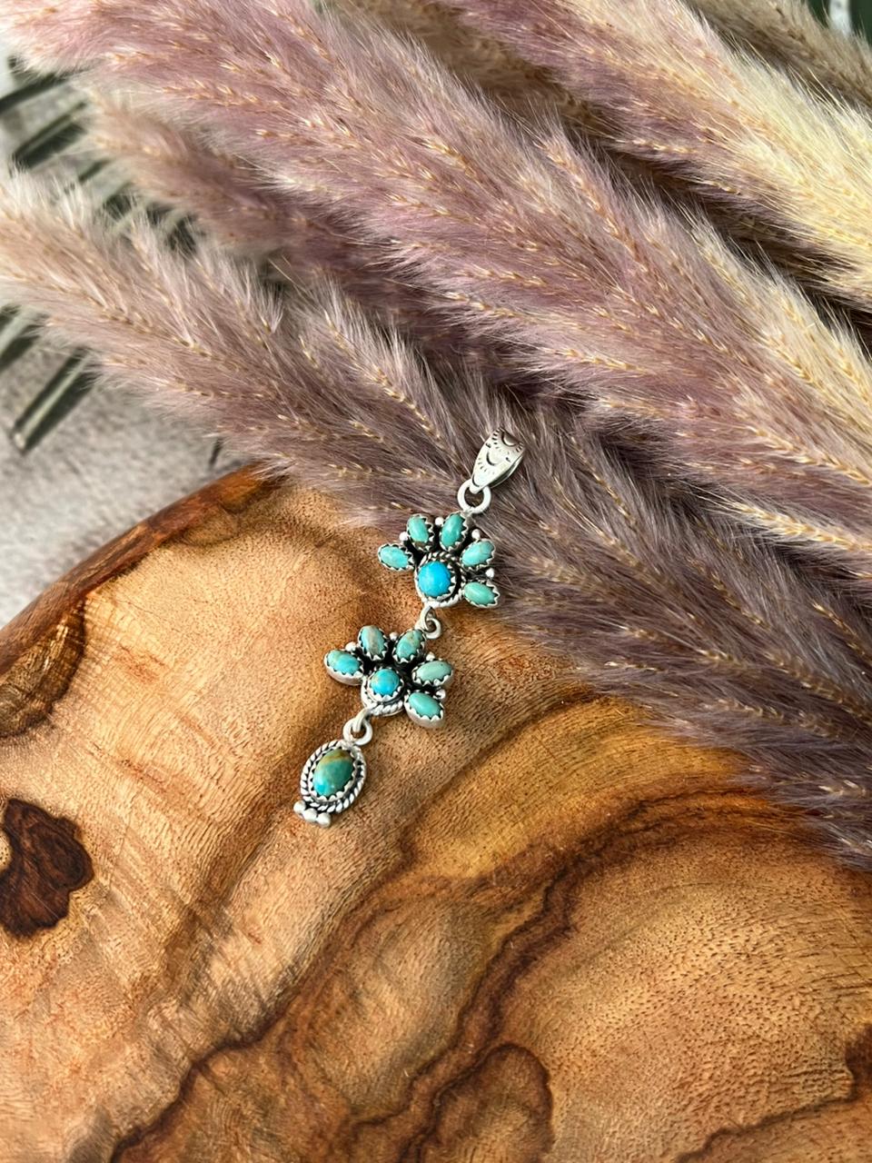 Handmade Sterling Silver Kingman Turquoise Pendant "Signed Nizhoni"