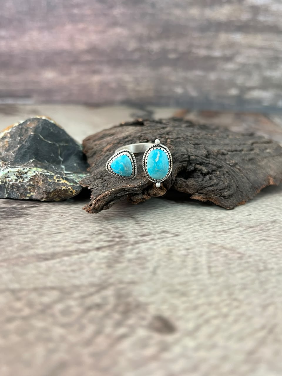 Handmade Sterling Silver Sierra Bella Turquoise Adjustable Ring Signed Nizhoni