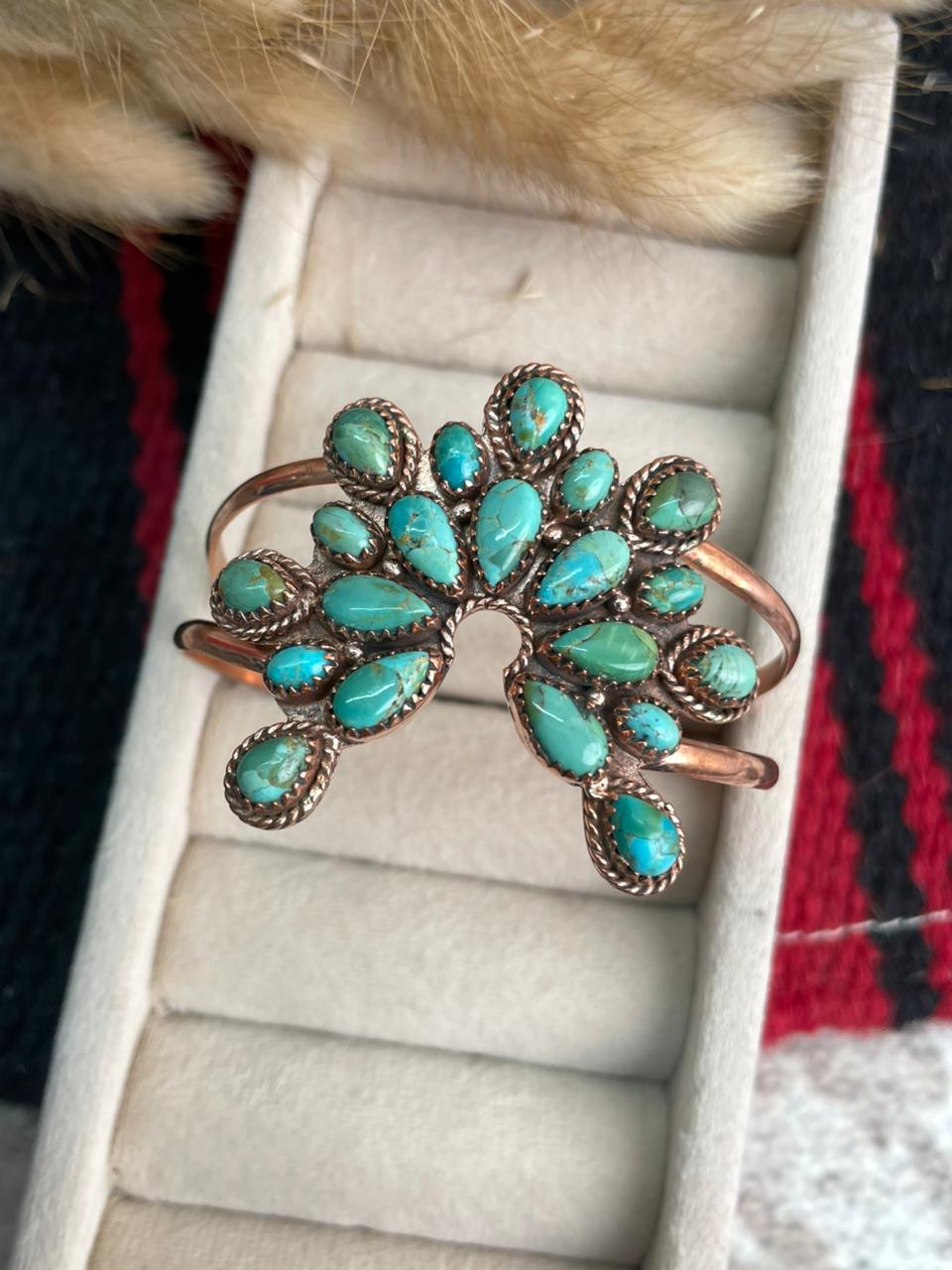 Handmade Copper Collection: Kingman Turquoise Naja Cuff Bracelet