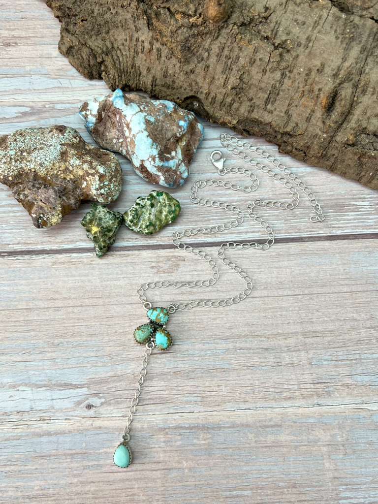 Handmade Sterling Silver Number 8 Turquoise Drop Necklace Signed Nizhoni