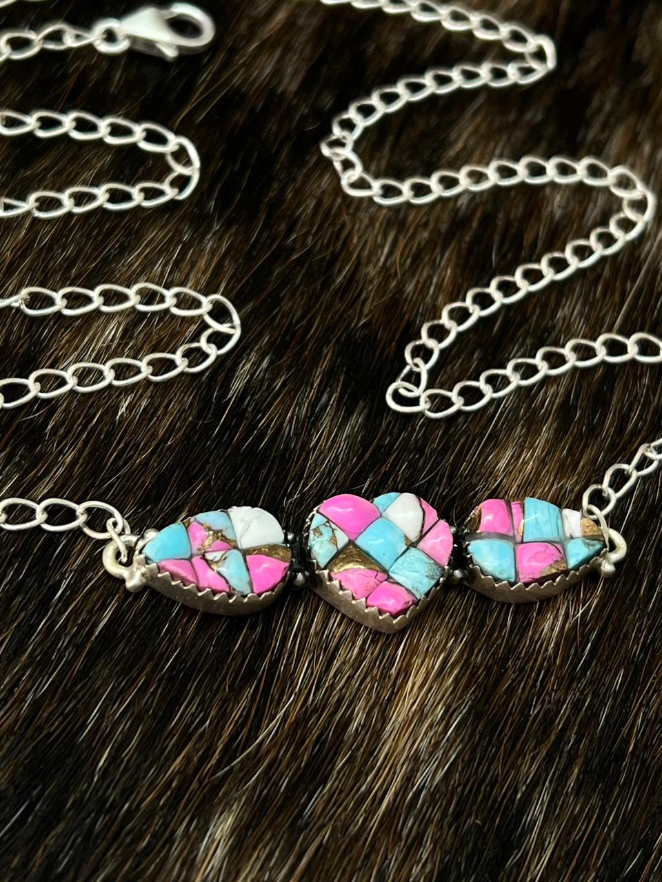 Handmade Sterling Silver Cotton Candy Necklace "Signed Nizhoni"