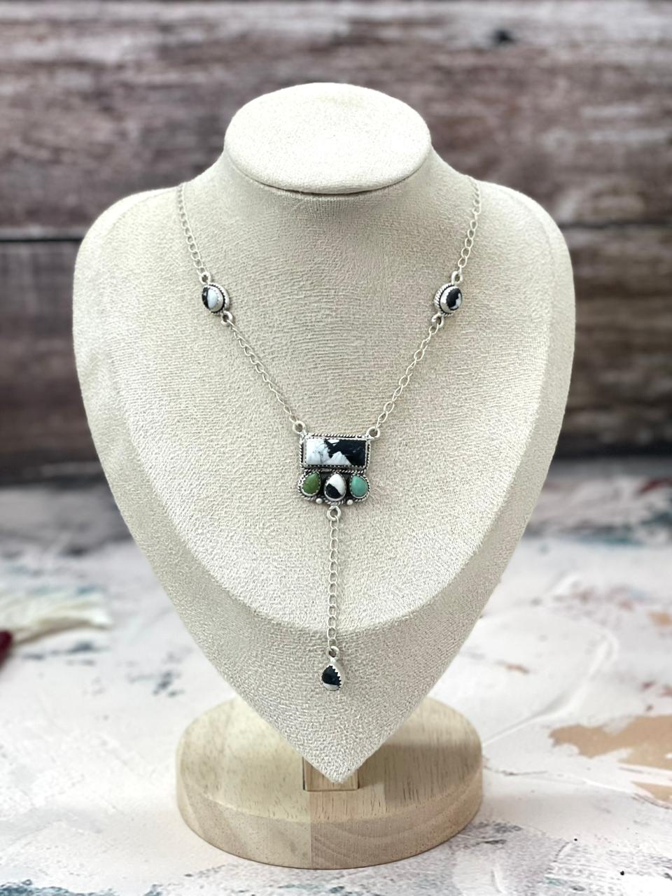 Handmade Sterling Silver Multistone Necklace "Signed Nizhoni"