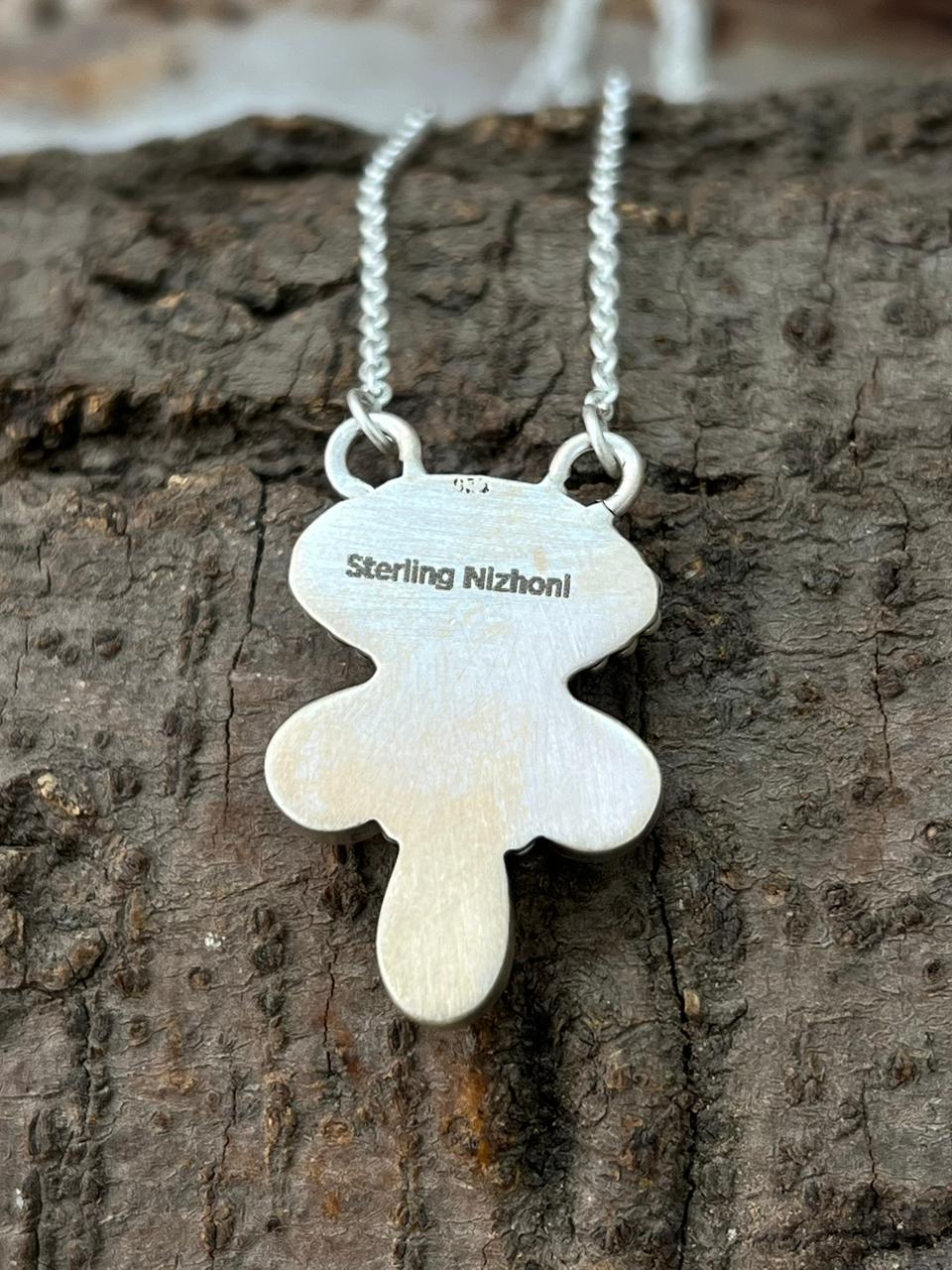 Handmade Sterling Silver Palomino Turquoise Necklace "Signed Nizhoni"