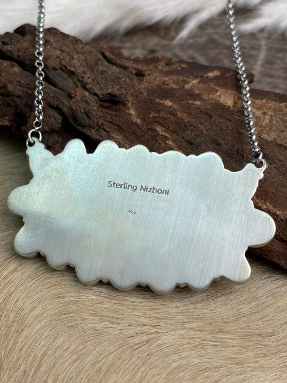 Handmade Sterling Silver Multi Stone Necklace "Signed Nizhoni"
