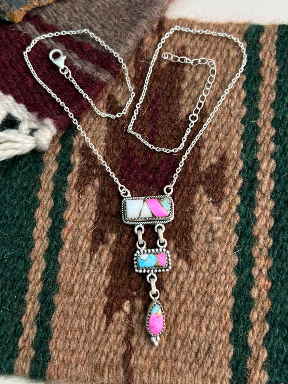 Handmade Sterling Silver Cotton Candy Necklace "Signed Nizhoni"