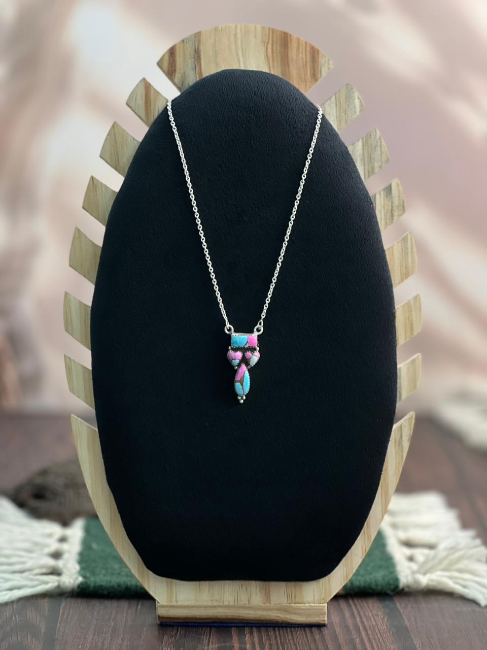 "Heart Collection" Handmade Sterling Silver Cotton Candy Necklace "Signed Nizhoni"