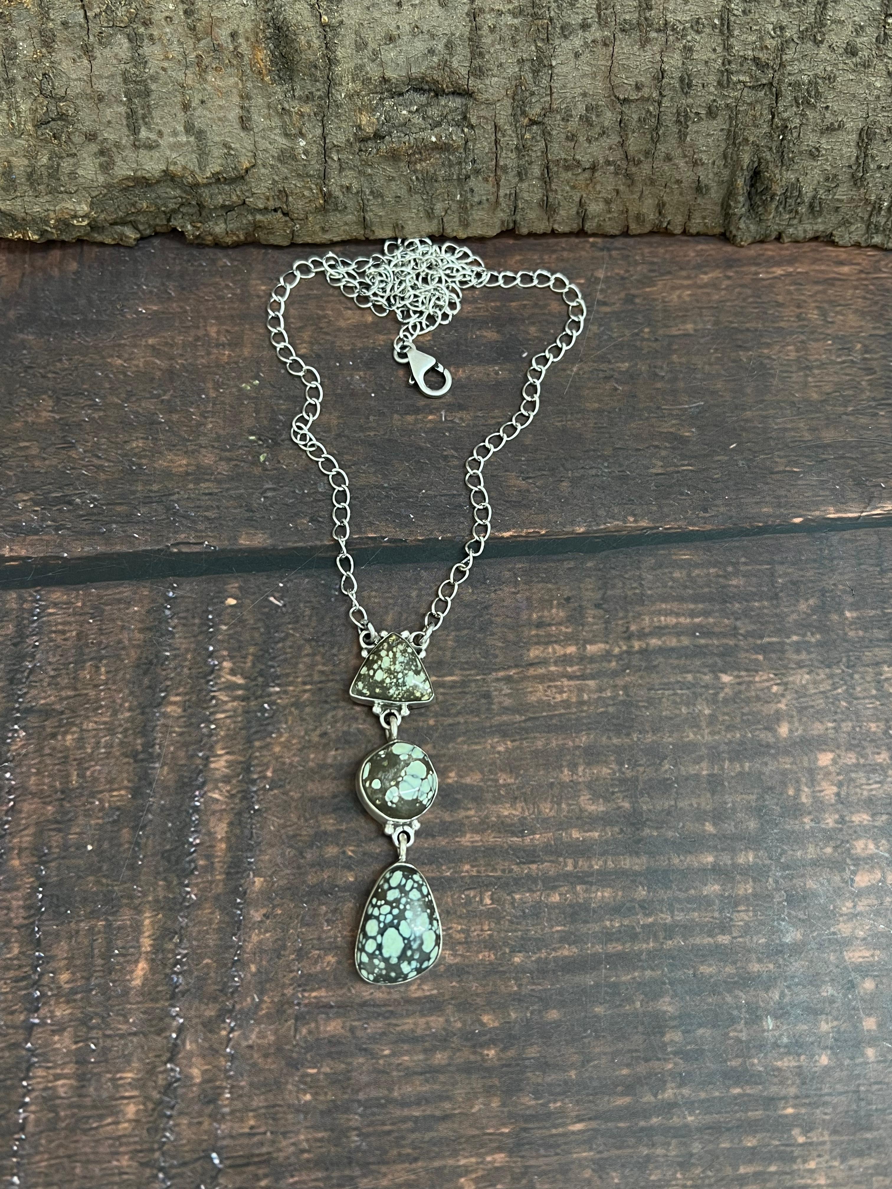 Handmade Sterling Silver Starfox Variscite Necklace Signed Nizhoni
