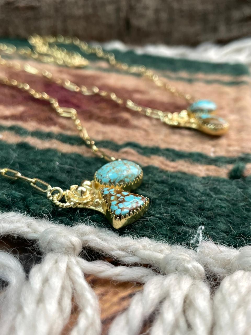 “The Golden Collection” Handmade Number 8 Turquoise with Gold Necklace