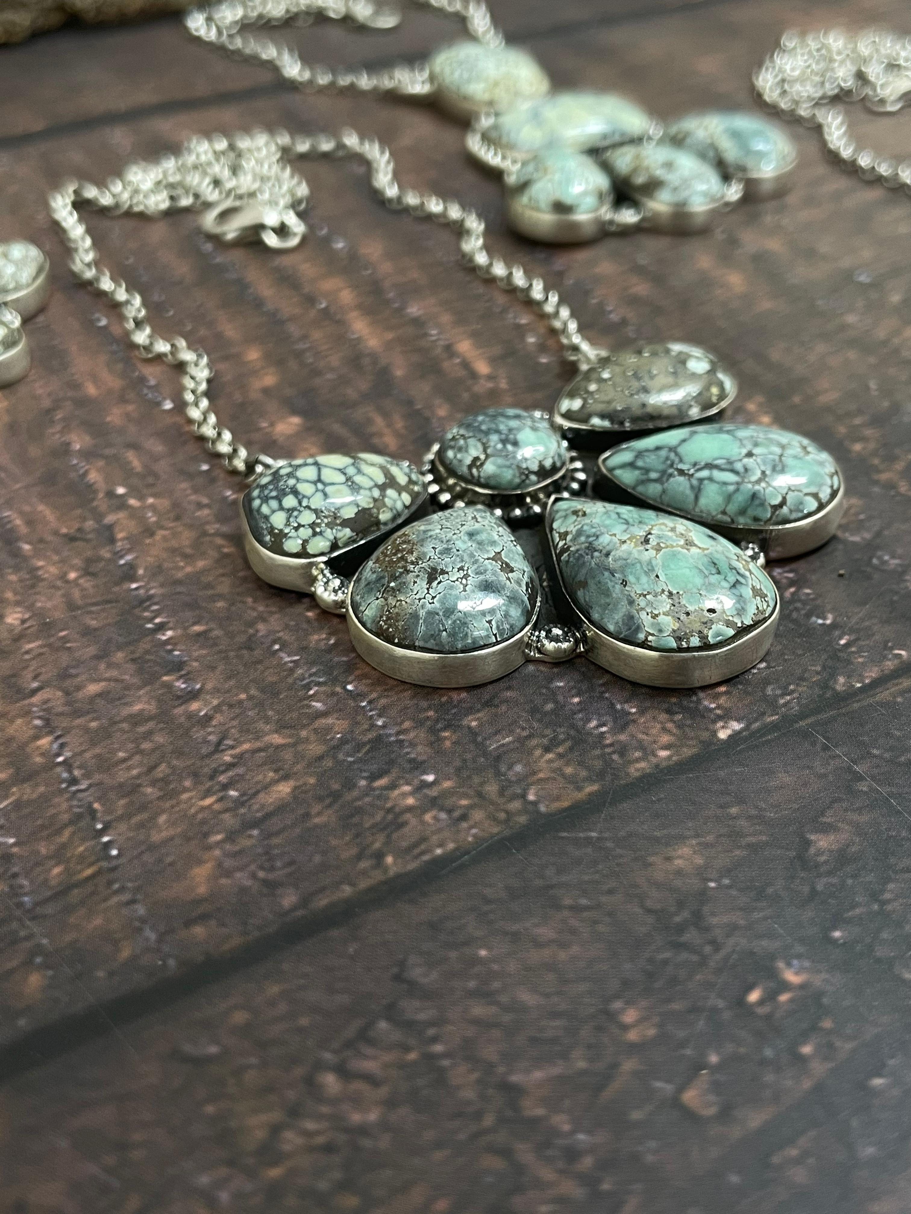 Handmade Sterling Silver Starfox Variscite Necklace Signed Nizhoni