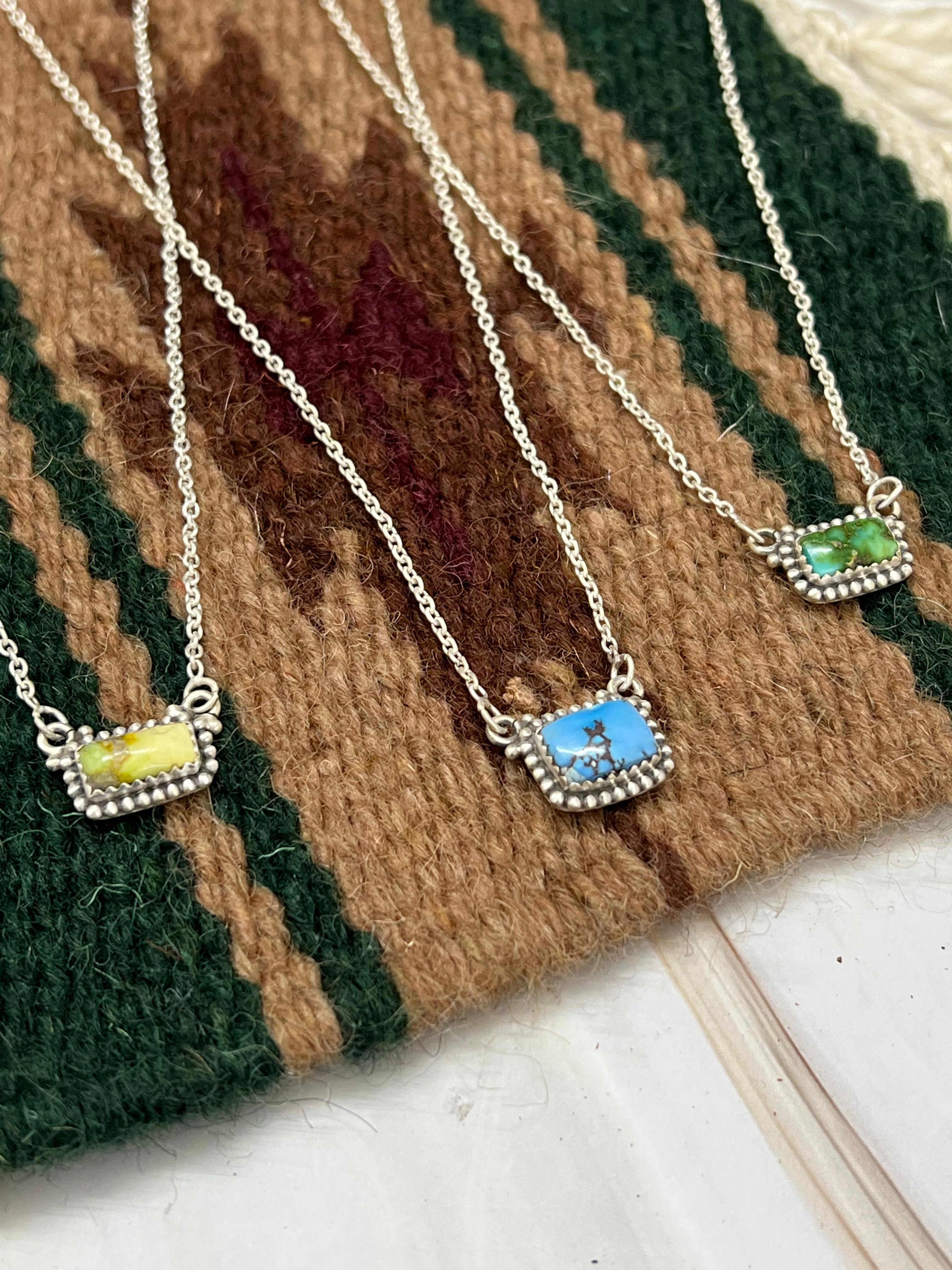 Handmade Sterling Silver Multi Stone Necklace with Signed Nizhoni