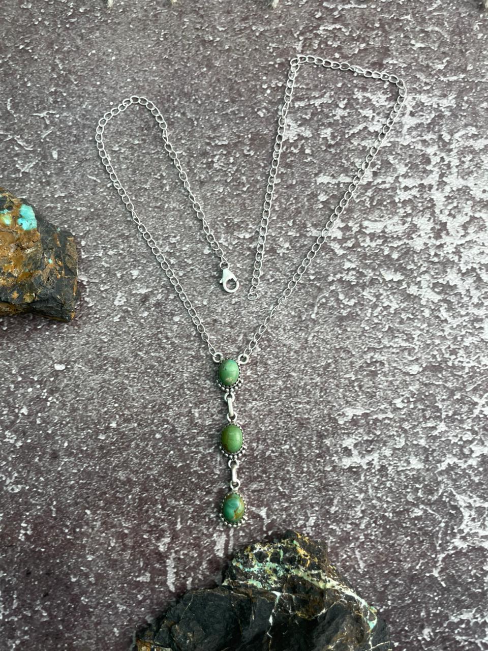 Handmade Sterling Silver Kingman Turquoise Necklace "Signed Nizhoni"