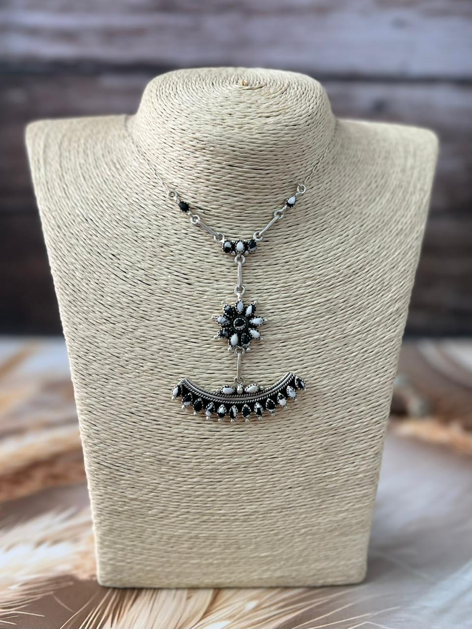 Handmade Sterling Silver White Buffalo Necklace "Signed Nizhoni"