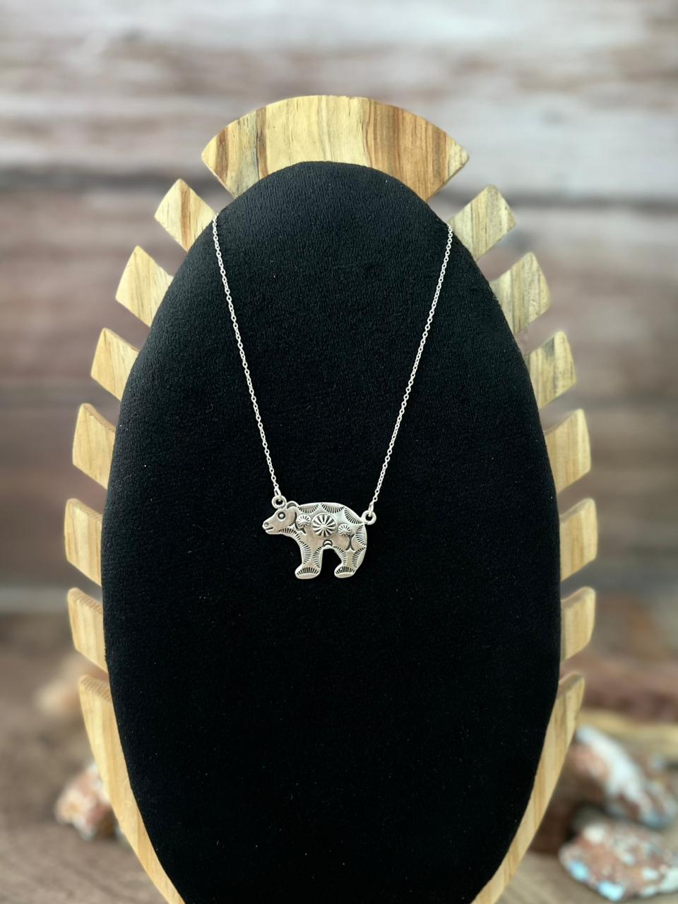 Handmade Sterling Silver Bear Necklace "Signed Nizhoni"