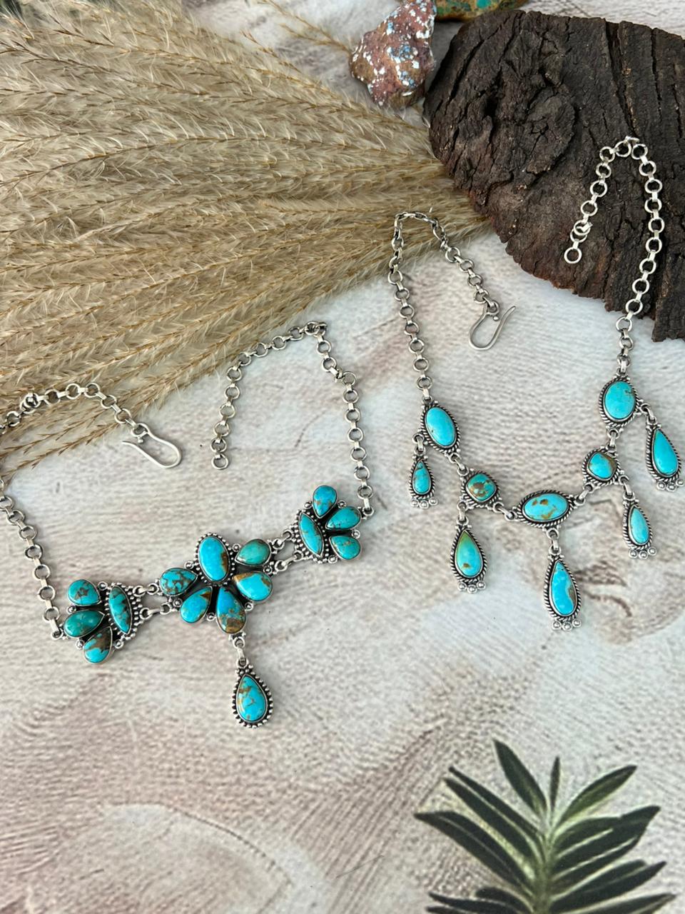 Handmade Sterling Silver Santa Maria Turquoise Choker Necklace "Signed Nizhoni"