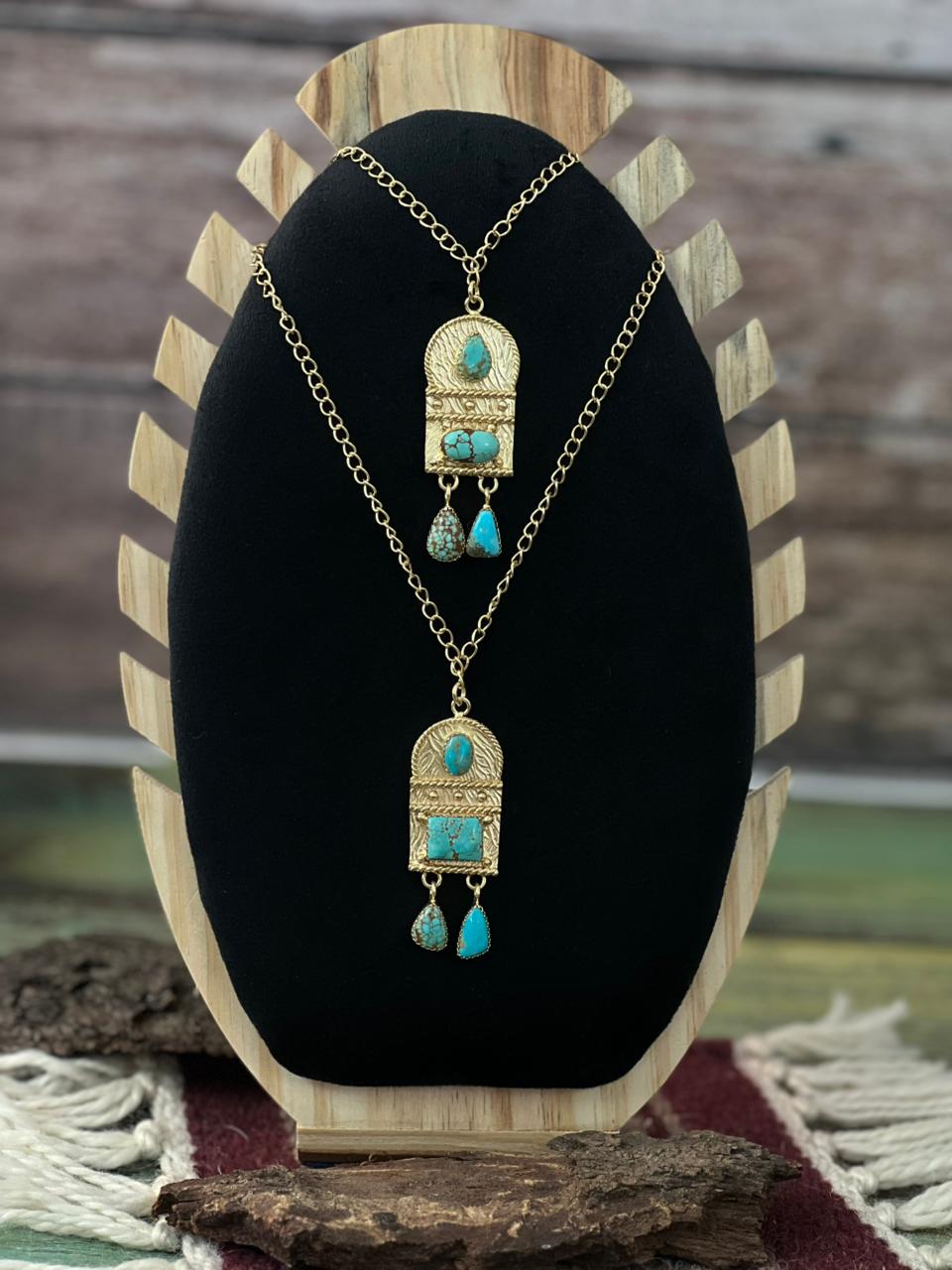 “The Golden Collection” Handmade Number 8 Turquoise with Gold Necklace