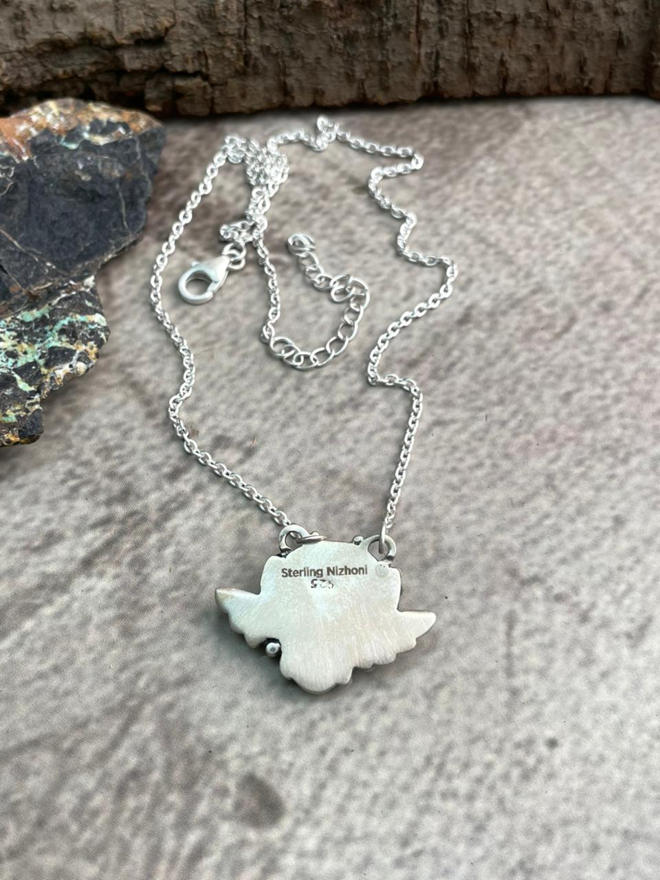 Handmade Sterling Silver Sonoran Mountain Turquoise Necklace "Signed Nizhoni"