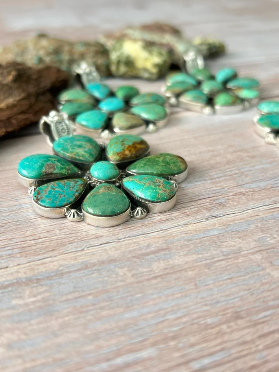 Handmade Sterling Silver Mantis Turquoise Pendant with Signed Nizhoni