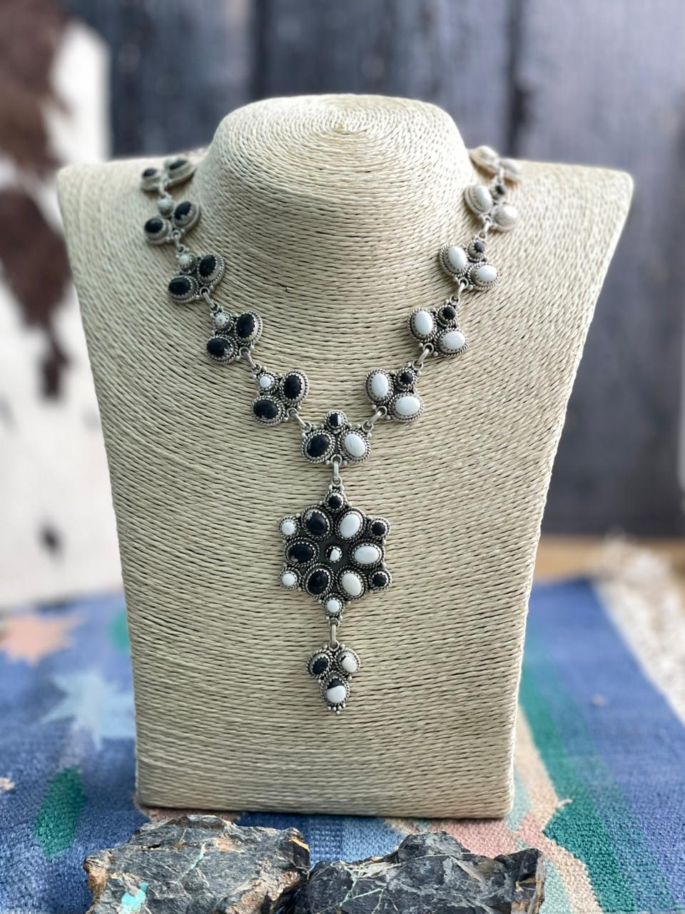 Handmade Sterling Silver White Buffalo Necklace "Signed Nizhoni"