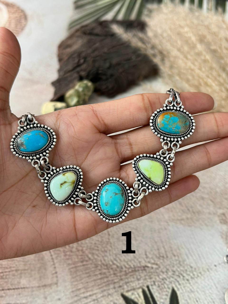 Handmade Sterling Silver Palomino with Blue Kingman Turquoise Necklace "Signed Nizhoni"
