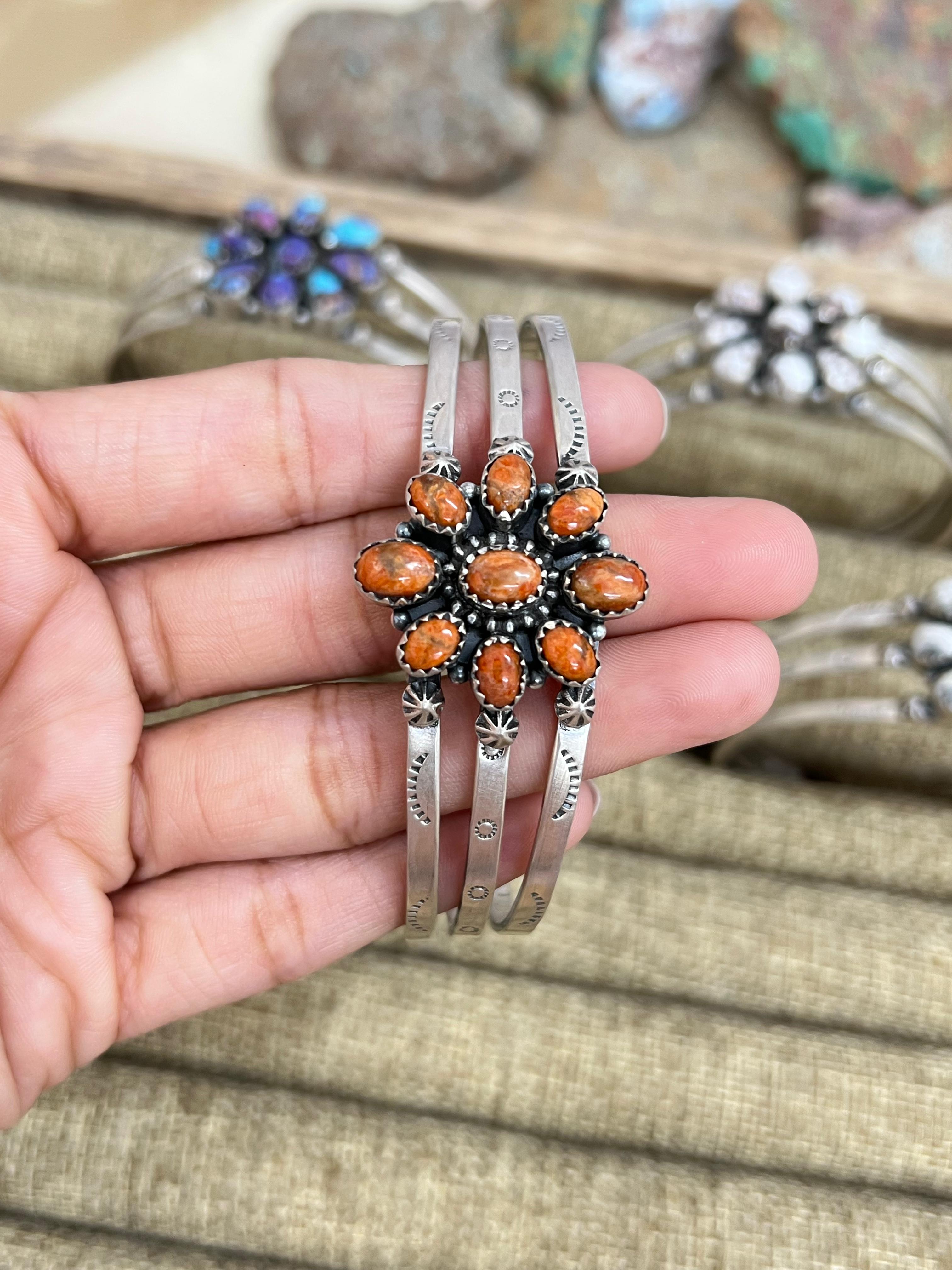 Handmade Sterling Silver Multi Stones Bracelet with Signed Nizhoni (5)