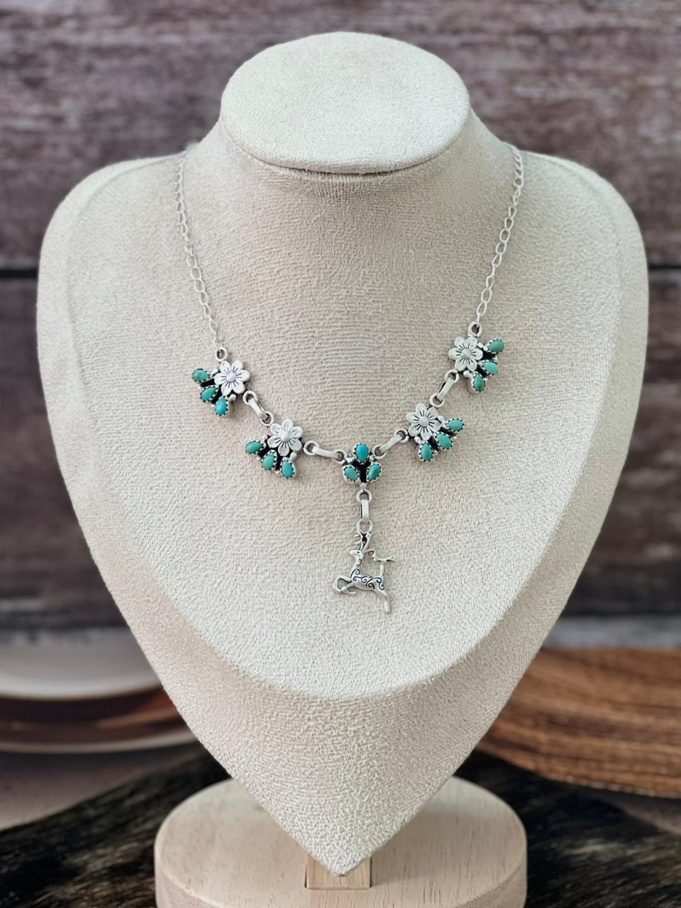 Handmade Sterling Silver Kingman Turquoise Necklace "Signed Nizhoni"