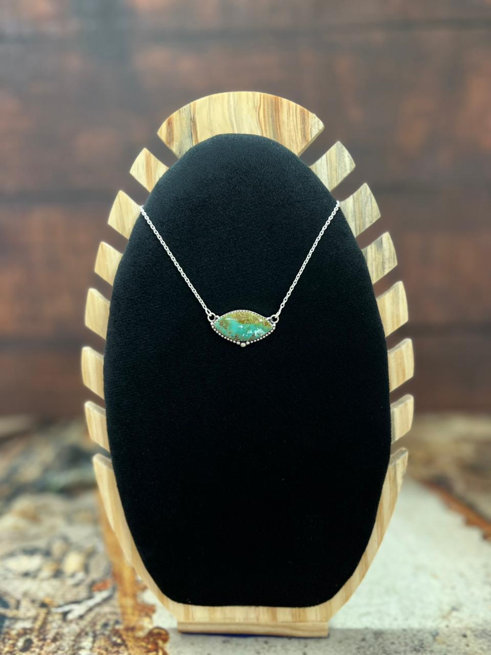 Handmade Sterling Silver Mantis Turquoise Necklace "Signed Nizhoni"