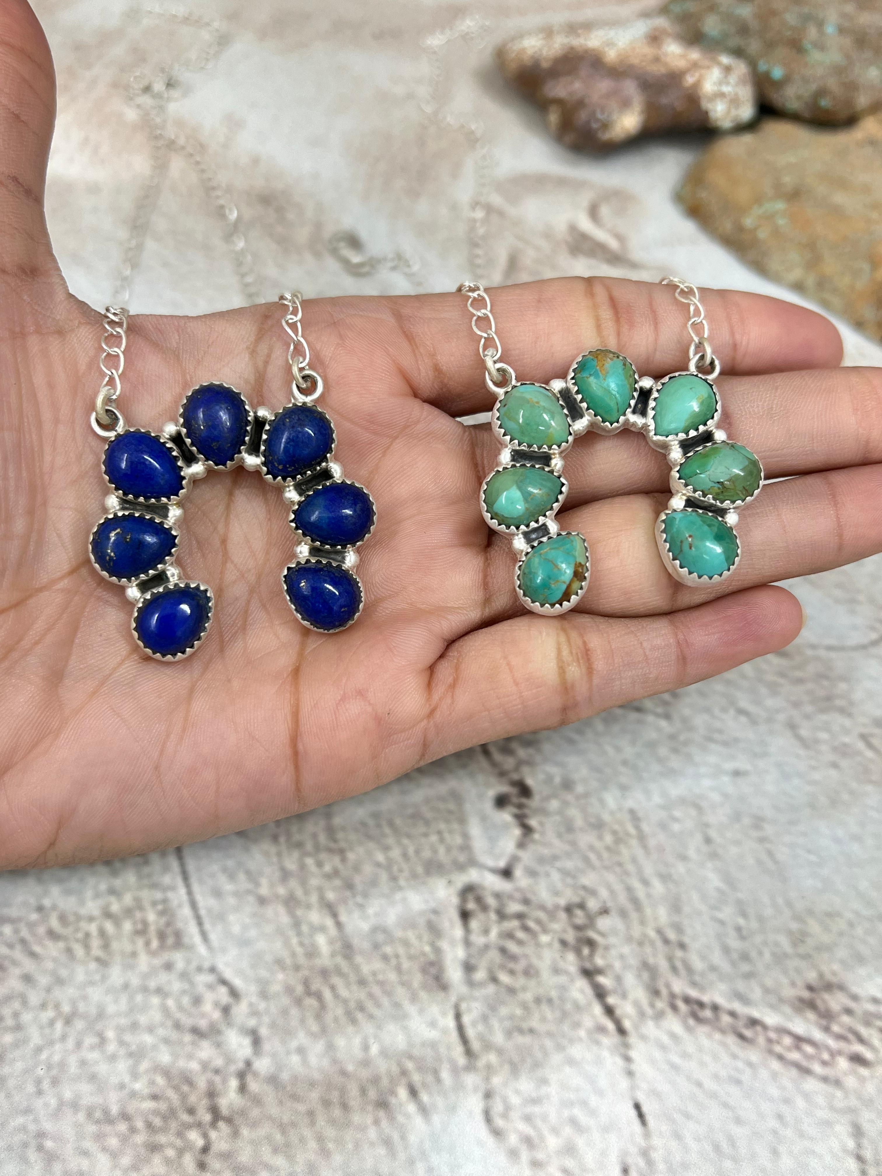 Handmade Sterling Silver Multi Stones Naja Necklace Signed Nizhoni