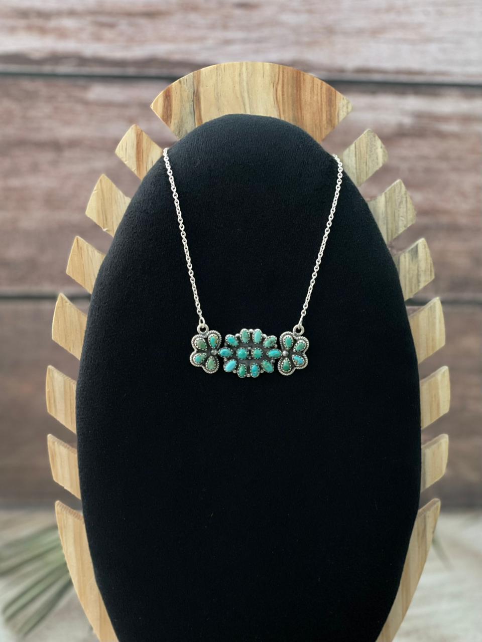 Handmade Sterling Silver Kingman Turquoise Necklace "Signed Nizhoni"